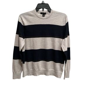 Banana Republic Women's Crewneck Sweater - Black and Cream Stripes